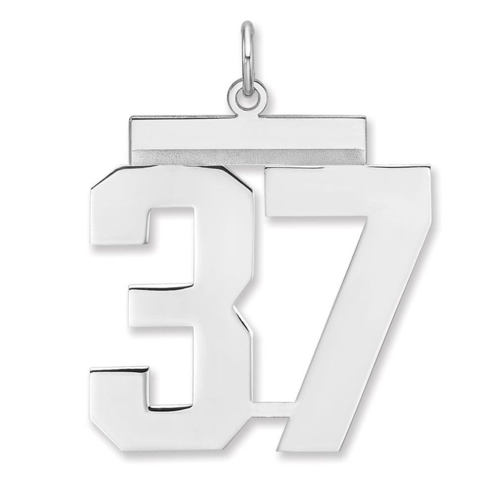Sterling Silver, Athletic Collection, XL Polished Number 37 Pendant